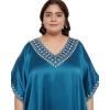 imageCaftans for Women Satin Silk Embroidery Long Kaftan Plus Size Beach Cover Ups Embroidered Maxi Dresses for LadiesCorsair Blue
