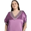 imageCaftans for Women Satin Silk Embroidery Long Kaftan Plus Size Beach Cover Ups Embroidered Maxi Dresses for LadiesCyclamen
