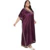 imageCaftans for Women Satin Silk Embroidery Long Kaftan Plus Size Beach Cover Ups Embroidered Maxi Dresses for LadiesGrape Wine