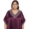 imageCaftans for Women Satin Silk Embroidery Long Kaftan Plus Size Beach Cover Ups Embroidered Maxi Dresses for LadiesGrape Wine