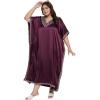 imageCaftans for Women Satin Silk Embroidery Long Kaftan Plus Size Beach Cover Ups Embroidered Maxi Dresses for LadiesGrape Wine