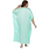 imageCaftans for Women Satin Silk Embroidery Long Kaftan Plus Size Beach Cover Ups Embroidered Maxi Dresses for LadiesIce Green