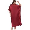 imageCaftans for Women Satin Silk Embroidery Long Kaftan Plus Size Beach Cover Ups Embroidered Maxi Dresses for LadiesJester Red