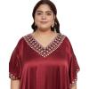 imageCaftans for Women Satin Silk Embroidery Long Kaftan Plus Size Beach Cover Ups Embroidered Maxi Dresses for LadiesJester Red
