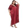 imageCaftans for Women Satin Silk Embroidery Long Kaftan Plus Size Beach Cover Ups Embroidered Maxi Dresses for LadiesJester Red