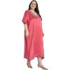 imageCaftans for Women Satin Silk Embroidery Long Kaftan Plus Size Beach Cover Ups Embroidered Maxi Dresses for LadiesSugar Coral