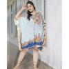 imageOussum African Dashiki Caftan Tunic Tops Kimono Dress Summer Evening Plus Size Kaftan CoverUp for WomenSky Blue