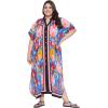 imageOussum Kaftan Plus Size Women Dress Button Down Kimono Side Slit Maxi Dresses Two Side Pocket Caftan for Casual WearMulti Abstract