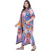 imageOussum Kaftan Plus Size Women Dress Button Down Kimono Side Slit Maxi Dresses Two Side Pocket Caftan for Casual WearMulti Abstract