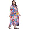 imageOussum Kaftan Plus Size Women Dress Button Down Kimono Side Slit Maxi Dresses Two Side Pocket Caftan for Casual WearMulti Abstract