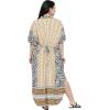 imageOussum Kaftan Plus Size Women Dress Button Down Kimono Side Slit Maxi Dresses Two Side Pocket Caftan for Casual WearMulti Striped