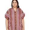 imageOussum Kaftan Plus Size Women Dress Button Down Kimono Side Slit Maxi Dresses Two Side Pocket Caftan for Casual WearRust