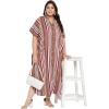 imageOussum Kaftan Plus Size Women Dress Button Down Kimono Side Slit Maxi Dresses Two Side Pocket Caftan for Casual WearRust
