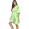 imageOussum Women Satin Silk Short Caftan Tunic Plus Size Beach Cover Up Kaftan Dress Sleepwear Nightwear Pajama DressesAmbrosia Green