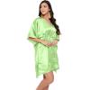 imageOussum Women Satin Silk Short Caftan Tunic Plus Size Beach Cover Up Kaftan Dress Sleepwear Nightwear Pajama DressesAmbrosia Green