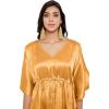 imageOussum Women Satin Silk Short Caftan Tunic Plus Size Beach Cover Up Kaftan Dress Sleepwear Nightwear Pajama DressesApricot Tan