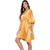 imageOussum Women Satin Silk Short Caftan Tunic Plus Size Beach Cover Up Kaftan Dress Sleepwear Nightwear Pajama DressesApricot Tan