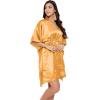 imageOussum Women Satin Silk Short Caftan Tunic Plus Size Beach Cover Up Kaftan Dress Sleepwear Nightwear Pajama DressesApricot Tan