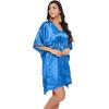 imageOussum Women Satin Silk Short Caftan Tunic Plus Size Beach Cover Up Kaftan Dress Sleepwear Nightwear Pajama DressesBlue Aster