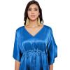imageOussum Women Satin Silk Short Caftan Tunic Plus Size Beach Cover Up Kaftan Dress Sleepwear Nightwear Pajama DressesBlue Aster