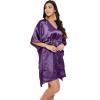 imageOussum Women Satin Silk Short Caftan Tunic Plus Size Beach Cover Up Kaftan Dress Sleepwear Nightwear Pajama DressesBordeaux Purple