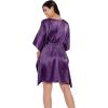 imageOussum Women Satin Silk Short Caftan Tunic Plus Size Beach Cover Up Kaftan Dress Sleepwear Nightwear Pajama DressesBordeaux Purple