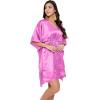 imageOussum Women Satin Silk Short Caftan Tunic Plus Size Beach Cover Up Kaftan Dress Sleepwear Nightwear Pajama DressesCamellia Rose