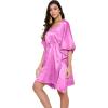 imageOussum Women Satin Silk Short Caftan Tunic Plus Size Beach Cover Up Kaftan Dress Sleepwear Nightwear Pajama DressesCamellia Rose