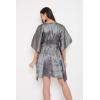 imageOussum Women Satin Silk Short Caftan Tunic Plus Size Beach Cover Up Kaftan Dress Sleepwear Nightwear Pajama DressesCastlerock Gray