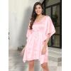 imageOussum Women Satin Silk Short Caftan Tunic Plus Size Beach Cover Up Kaftan Dress Sleepwear Nightwear Pajama DressesCrystal Rose