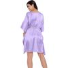 imageOussum Women Satin Silk Short Caftan Tunic Plus Size Beach Cover Up Kaftan Dress Sleepwear Nightwear Pajama DressesDahlia Purple
