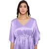 imageOussum Women Satin Silk Short Caftan Tunic Plus Size Beach Cover Up Kaftan Dress Sleepwear Nightwear Pajama DressesDahlia Purple