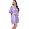 imageOussum Women Satin Silk Short Caftan Tunic Plus Size Beach Cover Up Kaftan Dress Sleepwear Nightwear Pajama DressesDahlia Purple