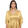 imageOussum Women Satin Silk Short Caftan Tunic Plus Size Beach Cover Up Kaftan Dress Sleepwear Nightwear Pajama DressesGolden