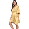 imageOussum Women Satin Silk Short Caftan Tunic Plus Size Beach Cover Up Kaftan Dress Sleepwear Nightwear Pajama DressesGolden