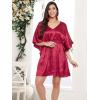 imageOussum Women Satin Silk Short Caftan Tunic Plus Size Beach Cover Up Kaftan Dress Sleepwear Nightwear Pajama DressesJester Red