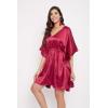 imageOussum Women Satin Silk Short Caftan Tunic Plus Size Beach Cover Up Kaftan Dress Sleepwear Nightwear Pajama DressesJester Red