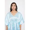 imageOussum Women Satin Silk Short Caftan Tunic Plus Size Beach Cover Up Kaftan Dress Sleepwear Nightwear Pajama DressesPastel Blue