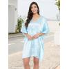 imageOussum Women Satin Silk Short Caftan Tunic Plus Size Beach Cover Up Kaftan Dress Sleepwear Nightwear Pajama DressesPastel Blue