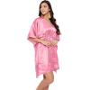 imageOussum Women Satin Silk Short Caftan Tunic Plus Size Beach Cover Up Kaftan Dress Sleepwear Nightwear Pajama DressesPink Lemonade