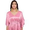 imageOussum Women Satin Silk Short Caftan Tunic Plus Size Beach Cover Up Kaftan Dress Sleepwear Nightwear Pajama DressesPink Lemonade