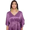 imageOussum Women Satin Silk Short Caftan Tunic Plus Size Beach Cover Up Kaftan Dress Sleepwear Nightwear Pajama DressesPurple Passion