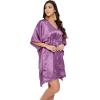 imageOussum Women Satin Silk Short Caftan Tunic Plus Size Beach Cover Up Kaftan Dress Sleepwear Nightwear Pajama DressesPurple Passion