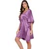 imageOussum Women Satin Silk Short Caftan Tunic Plus Size Beach Cover Up Kaftan Dress Sleepwear Nightwear Pajama DressesPurple Passion