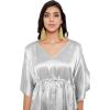 imageOussum Women Satin Silk Short Caftan Tunic Plus Size Beach Cover Up Kaftan Dress Sleepwear Nightwear Pajama DressesSilver Gray
