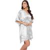imageOussum Women Satin Silk Short Caftan Tunic Plus Size Beach Cover Up Kaftan Dress Sleepwear Nightwear Pajama DressesSilver Gray