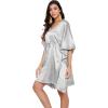 imageOussum Women Satin Silk Short Caftan Tunic Plus Size Beach Cover Up Kaftan Dress Sleepwear Nightwear Pajama DressesSilver Gray