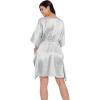 imageOussum Women Satin Silk Short Caftan Tunic Plus Size Beach Cover Up Kaftan Dress Sleepwear Nightwear Pajama DressesSilver Gray