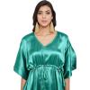 imageOussum Women Satin Silk Short Caftan Tunic Plus Size Beach Cover Up Kaftan Dress Sleepwear Nightwear Pajama DressesTeal