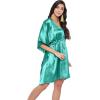 imageOussum Women Satin Silk Short Caftan Tunic Plus Size Beach Cover Up Kaftan Dress Sleepwear Nightwear Pajama DressesTeal